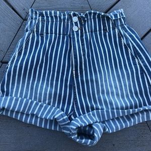 High waisted striped shorts size Medium